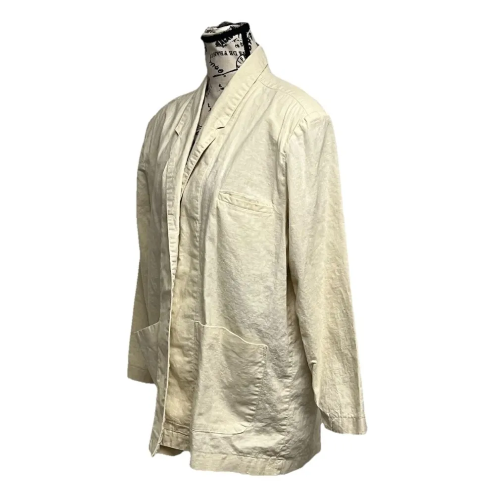 Vintage 80s Avon Fashions Beige Linen Blazer Women’s M – Cream Pocket Granola Size M - Image 3