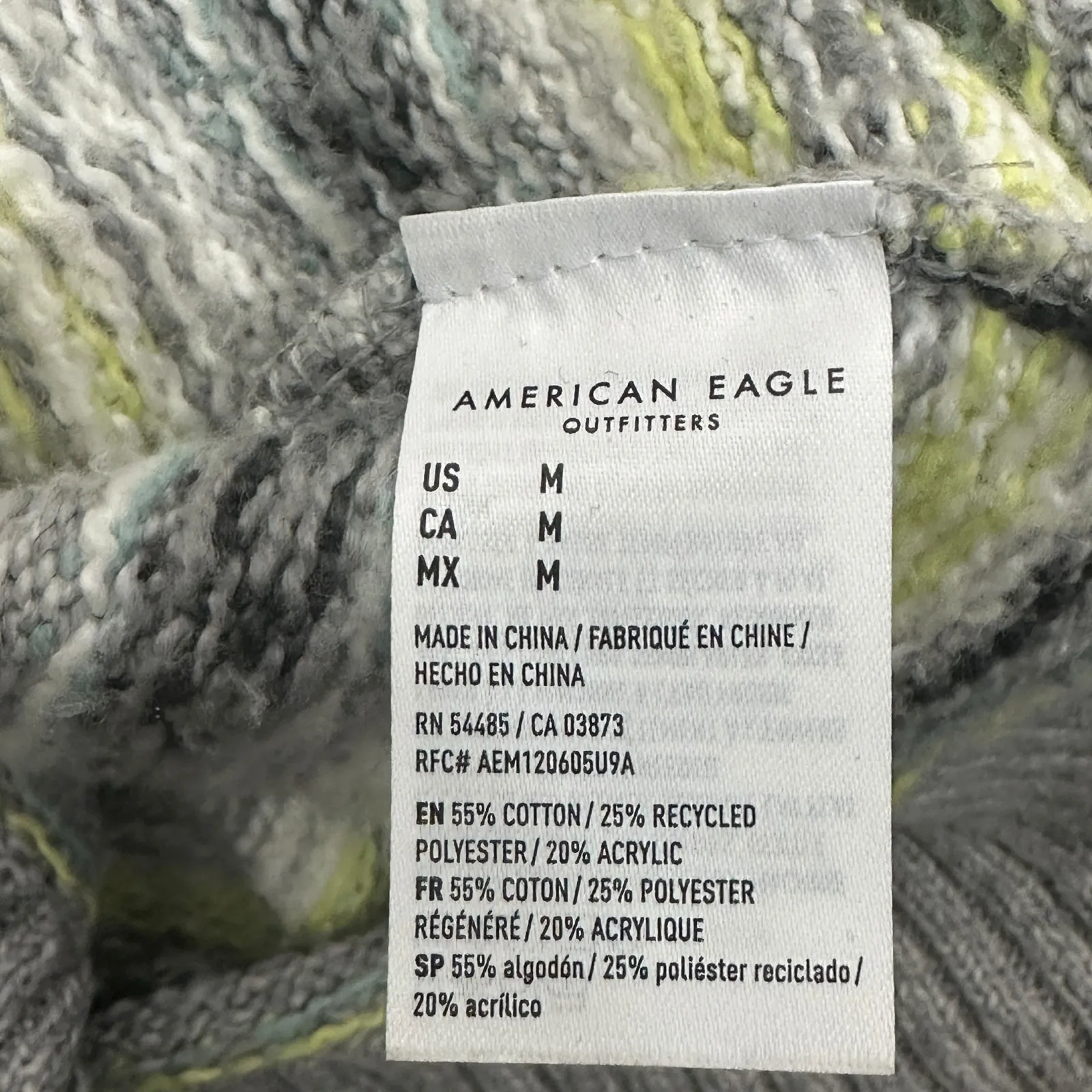 American Eagle Fair Isle Knit Sweater Size M Gray Multicolor Nordic Grandmacore Size M - Image 7