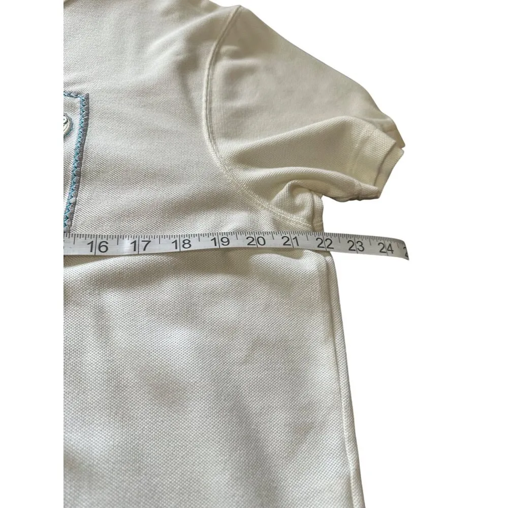 Vintage 90s Polo Shirt With 3D Blue Heart Embroidery And Buttons Sz PL Casual Size L - Image 9