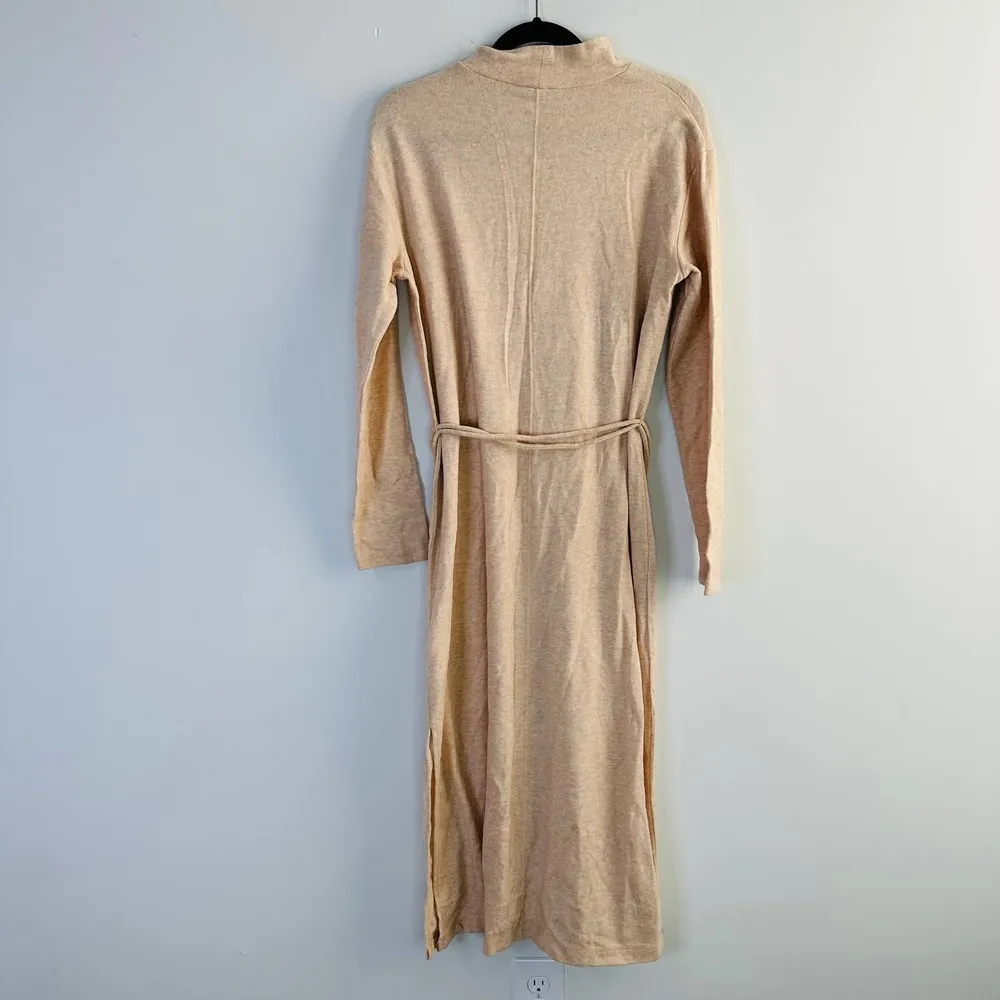 Vince Belted Cotton-blend Midi Turtleneck Sweater Dress In Neutral - Image 7