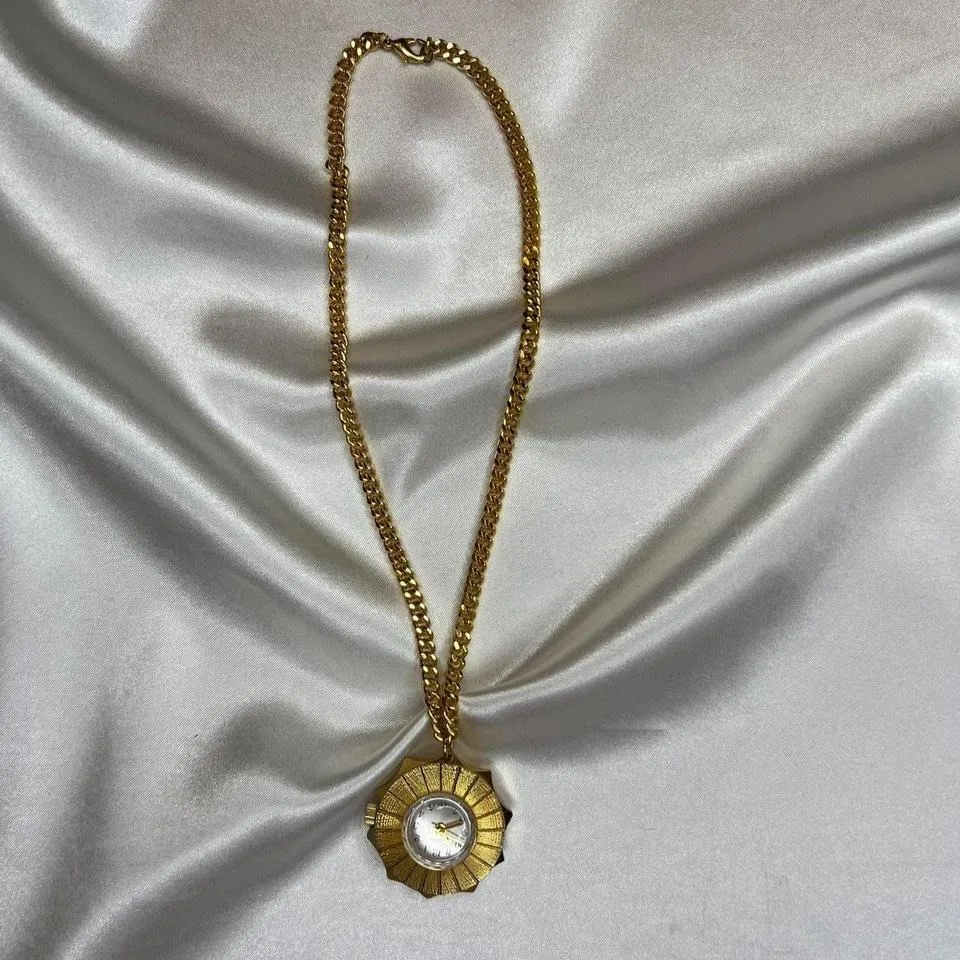 GOLD TONE CRITERION PENDANT WATCH NECKLACE - Image 2