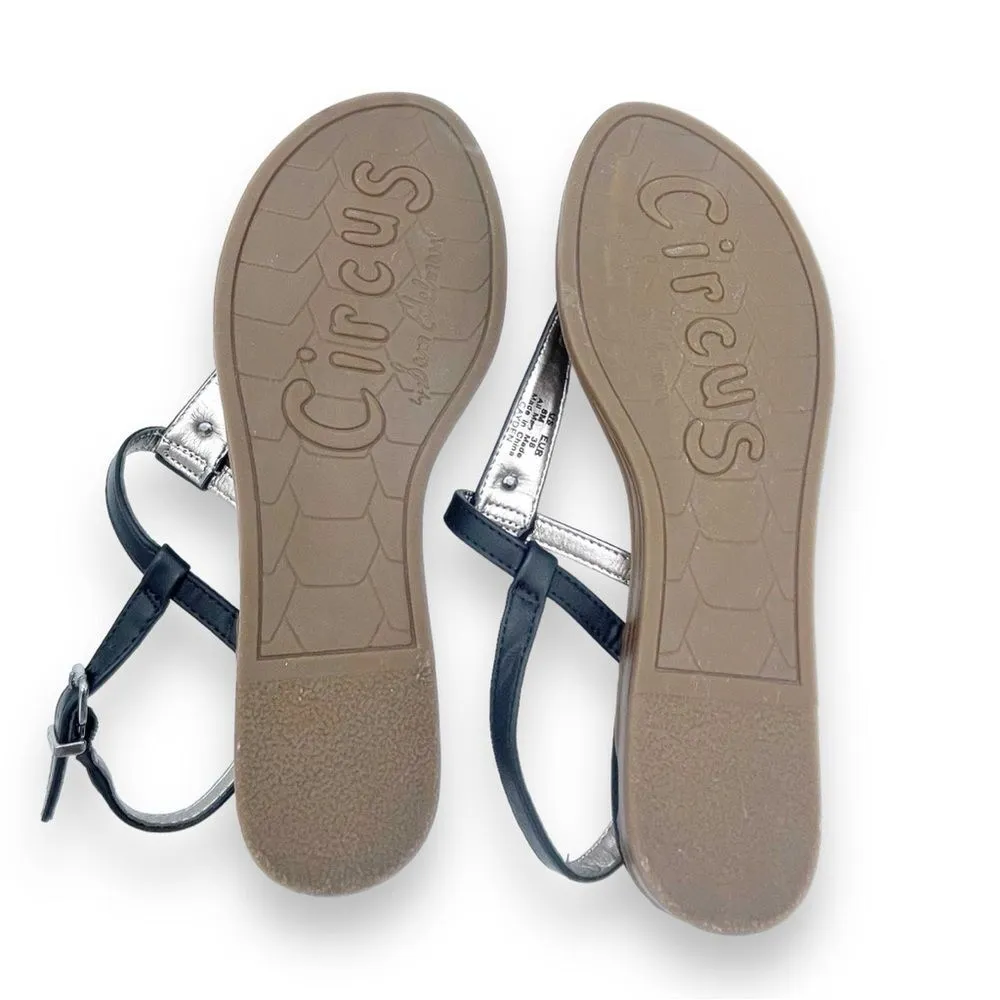 Circus Sam Edelman Cayden T Strap Thong Sandal Black Faux Leather Women’s Size 8 - Image 12