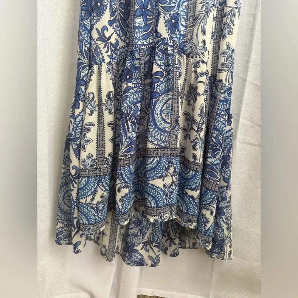 Lulus |‎ De La Sol Blue and White Print Off-the-Shoulder Midi Dress NWT 0315 - Image 7