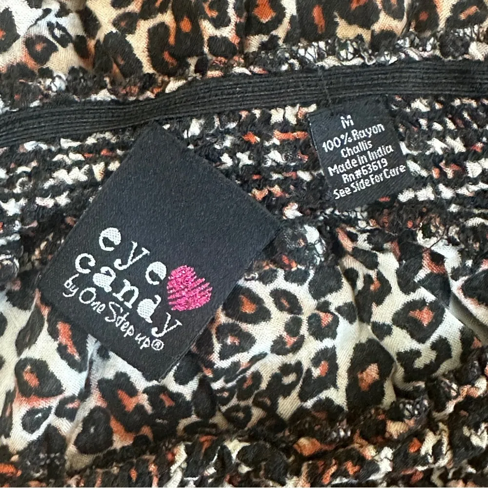 Eye Candy Strapless Romper Womens M Brown Leopard Print Smocked Y2K Bratzcore - Image 4