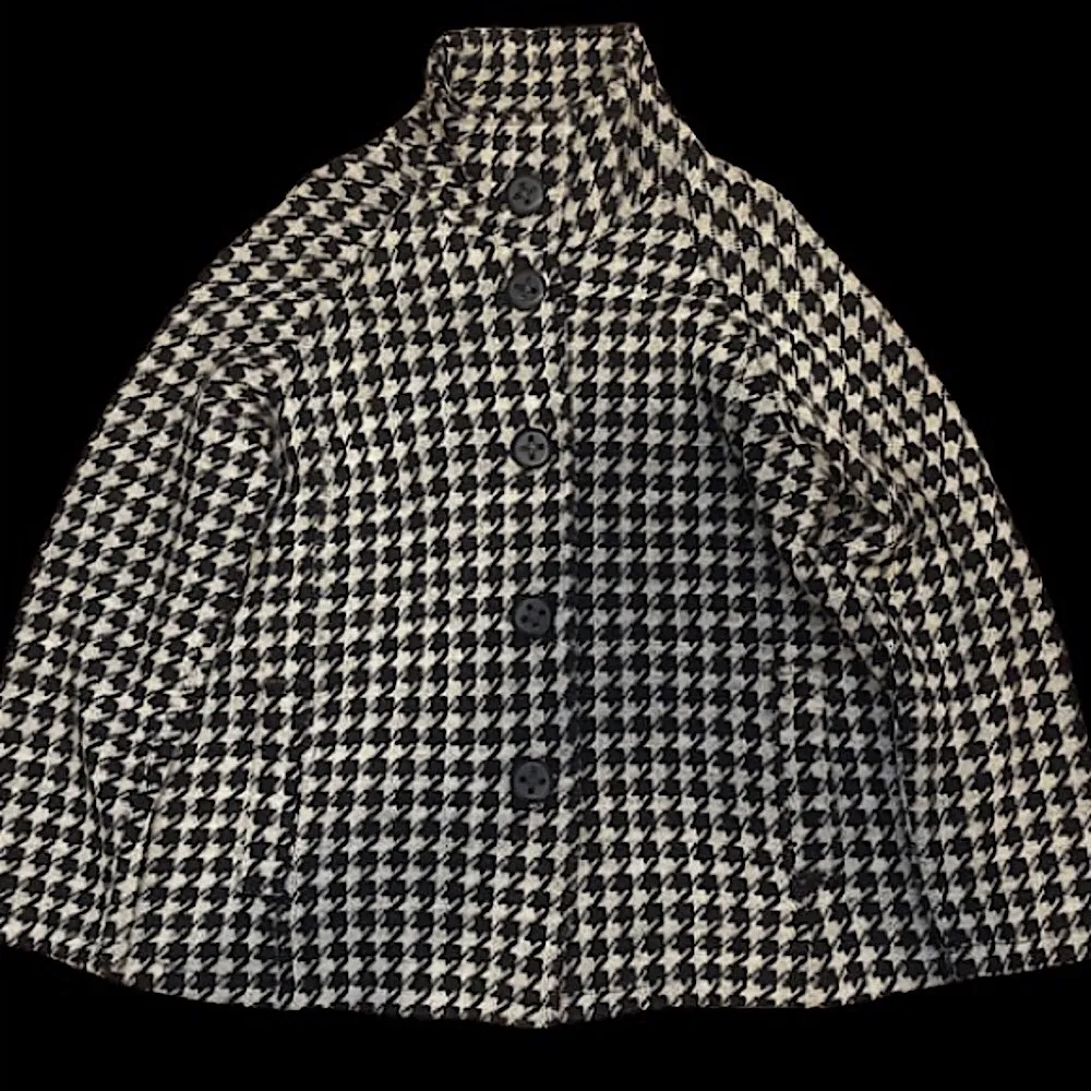 COLDWATER CREEK Black and White Houndstooth Single Breast Cape Coat Sz 1X - Image 4