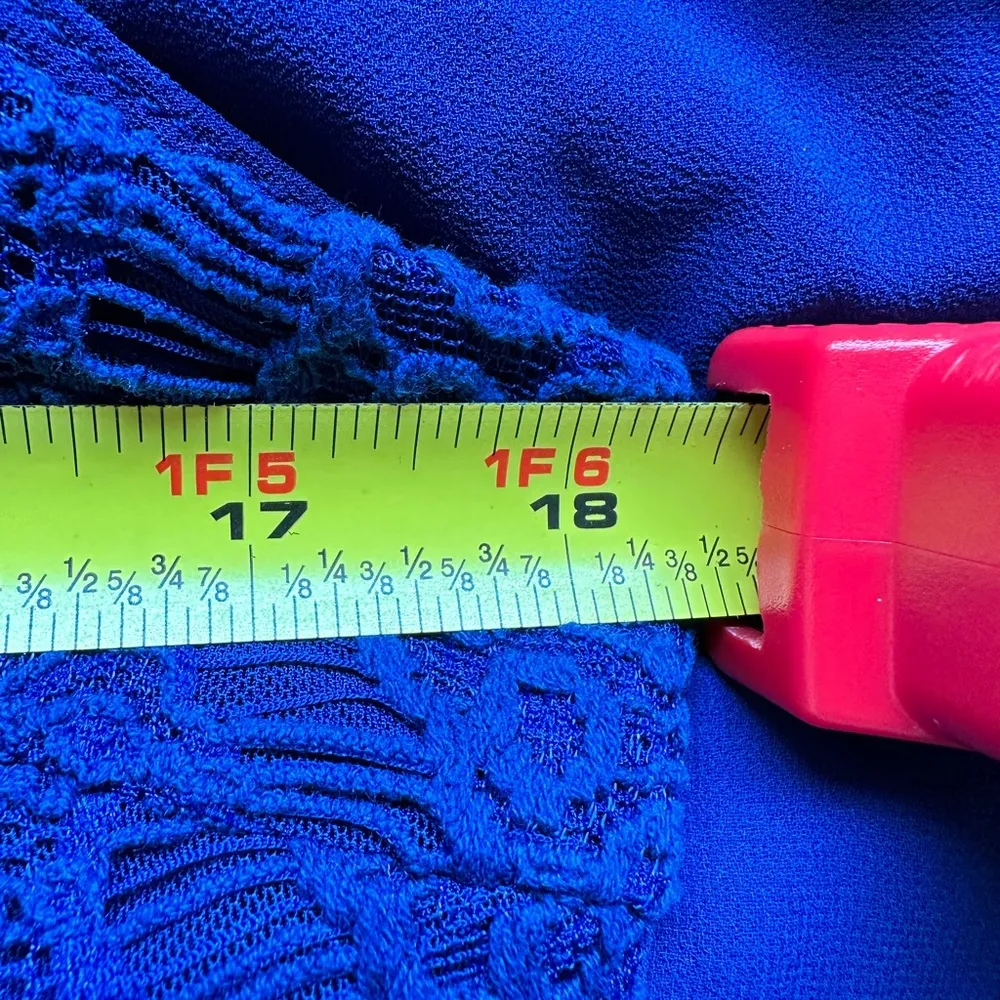 Francescas Delicate Blue London Mesh Sheer & Detailed Lace Zipper In Back SZ L - Image 14