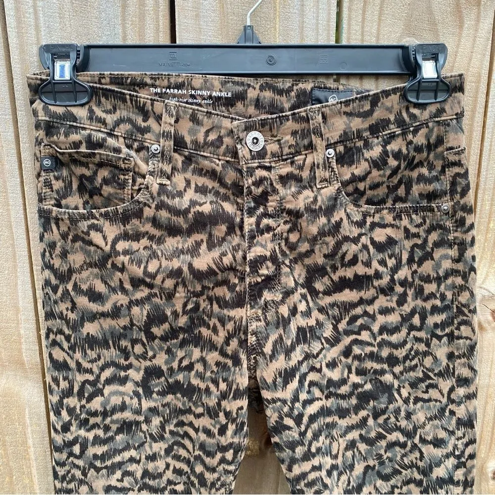 AG Adriano Goldschmied Women's Leopard Print Corduroy Farrah Skinny Ankle jeans - Image 8
