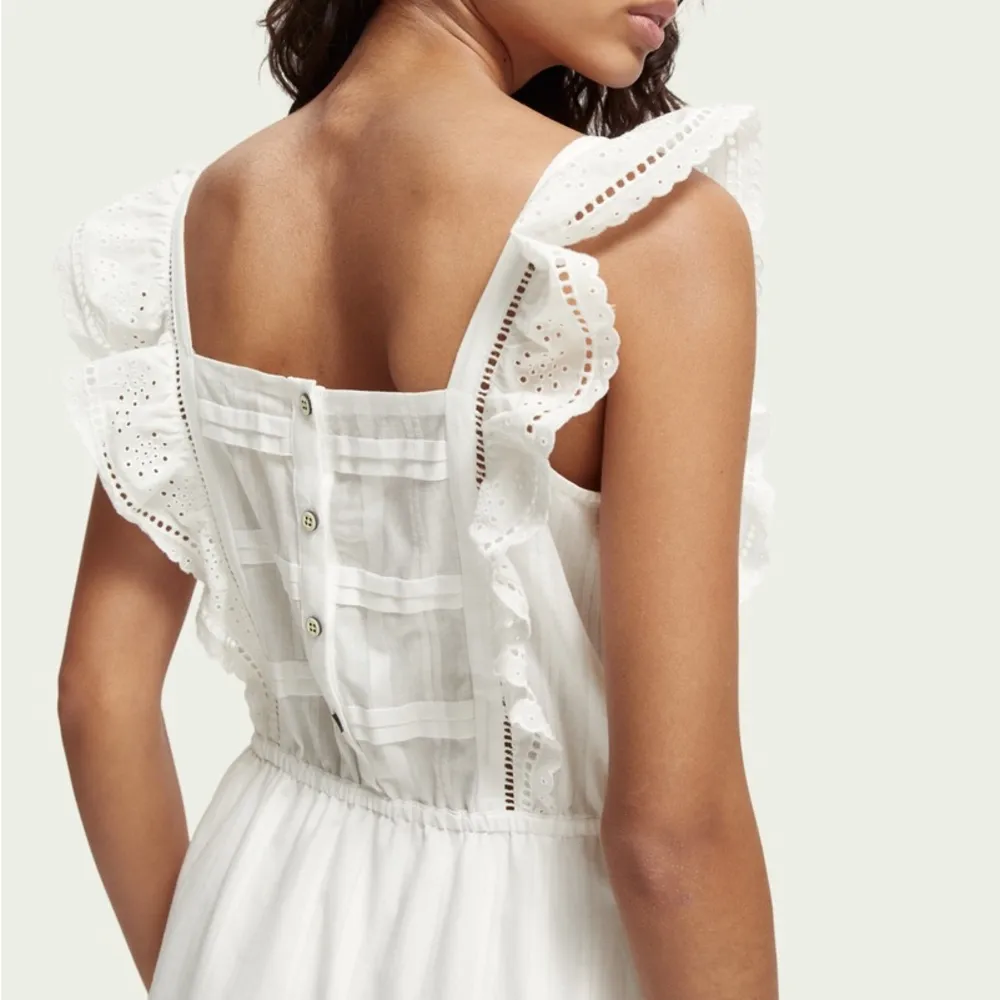 Scotch & Soda Amsterdam White Embroidered Organic Short Length Dress - Image 3