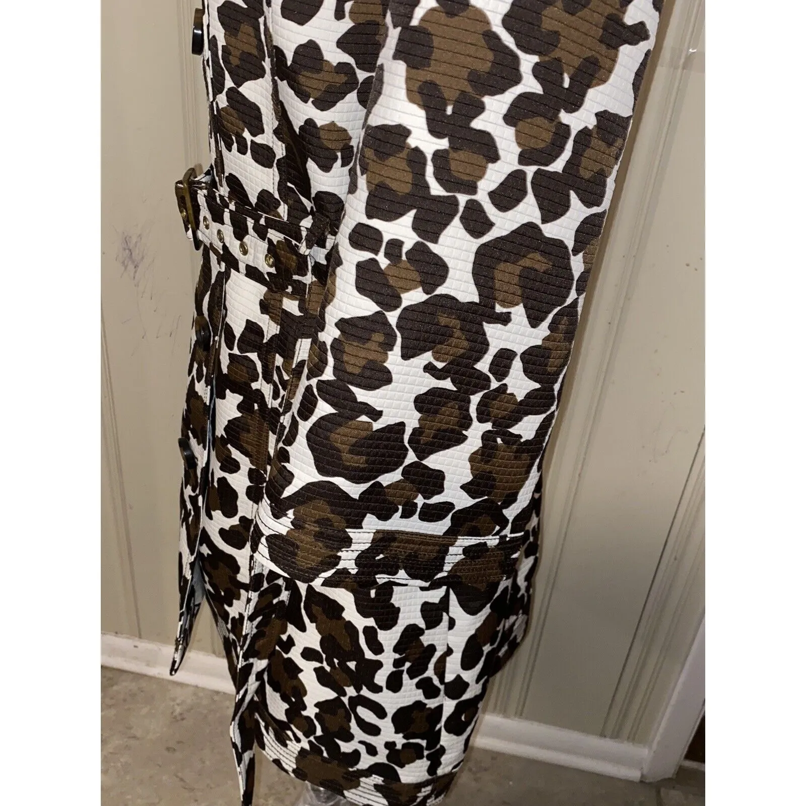 Vintage Spring Leopard print Belted Coat By Madison Sz 14 EUC Brown - Image 7