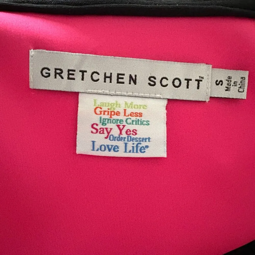 Gretchen Scott Stand Collar Ruffle Top Black Blouse Size Small - Image 3