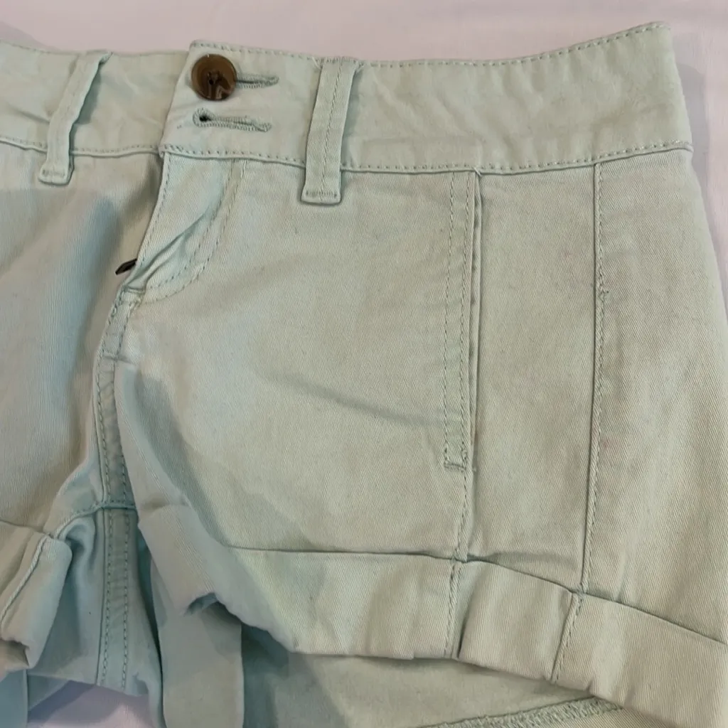 EXPRESS WOMEN SIZE 00 MINT COLOR SHORTS 98% cotton spandex thick waistband belt - Image 8