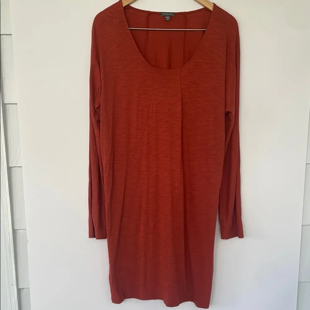 Lilla P Women’s Rust Terracotta Long Sleeve Dress Jersey Knit Pima Modal Blend Orange Size M - Image 7