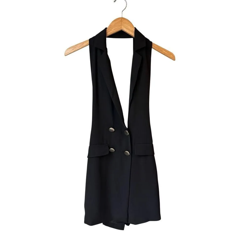 ZARA Black Sleeveless Double-Breasted Playsuit Romper Size XS - Image 6