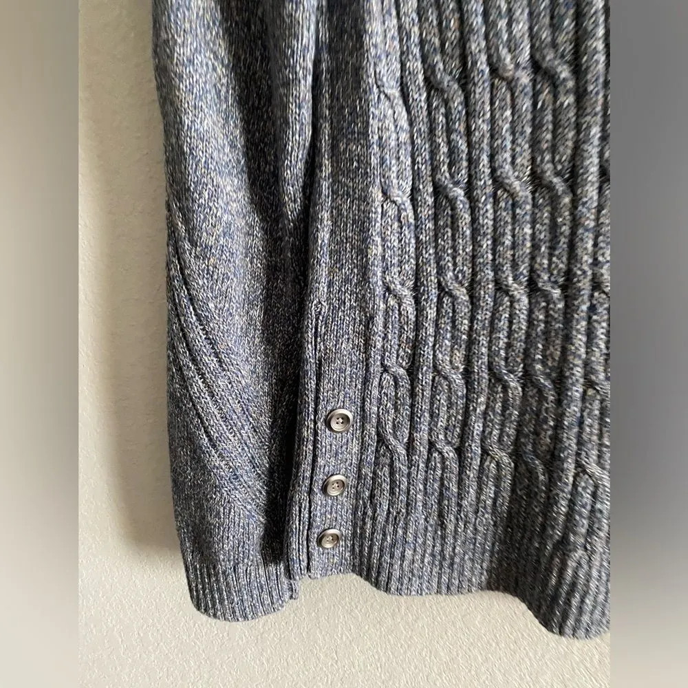 Talbots Women’s Cable Cowlneck Sweater MARL 100% Cotton Size L Large Casual Fall - Image 5