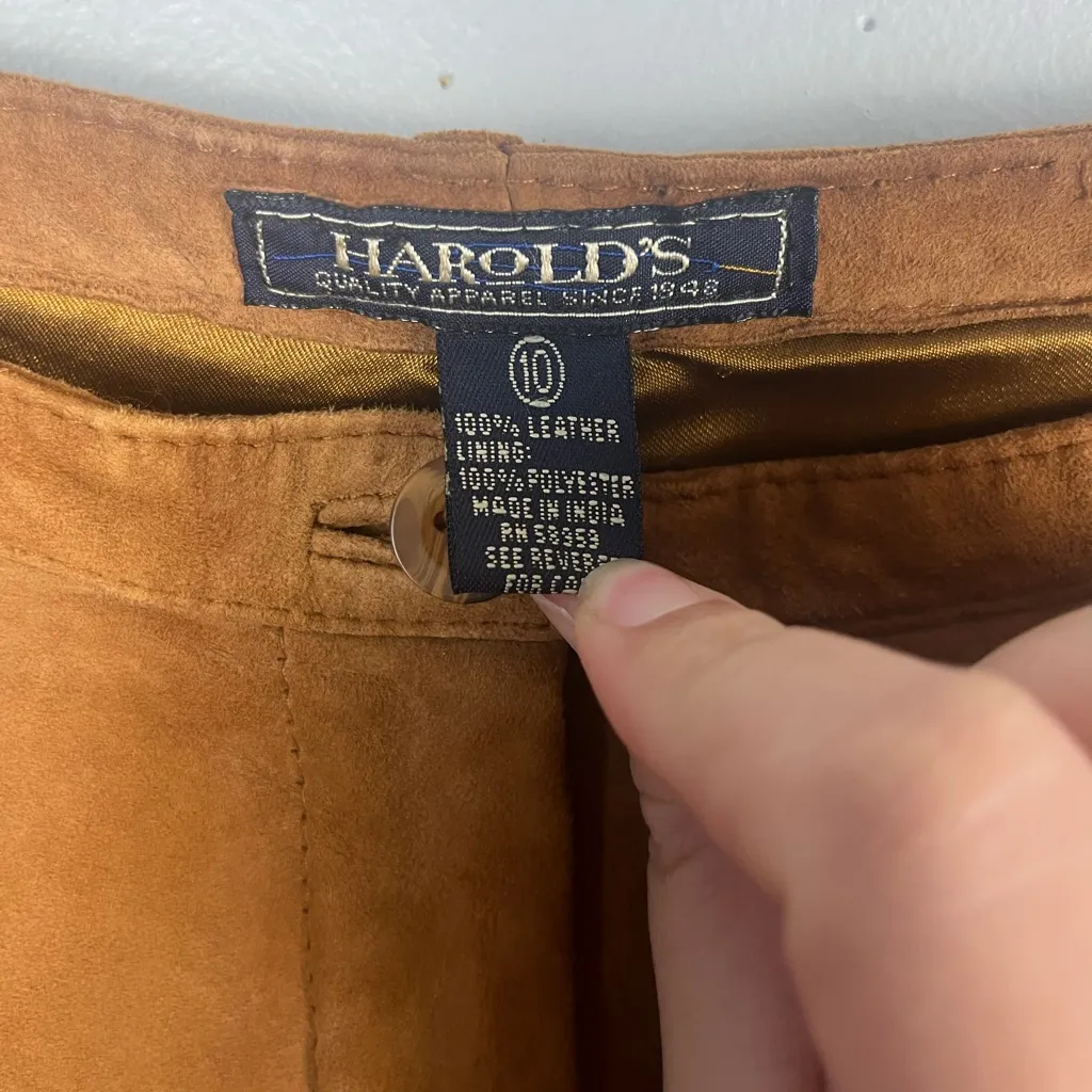 Harold’s 100% leather vintage brown straight leg pants size 12 - Image 2
