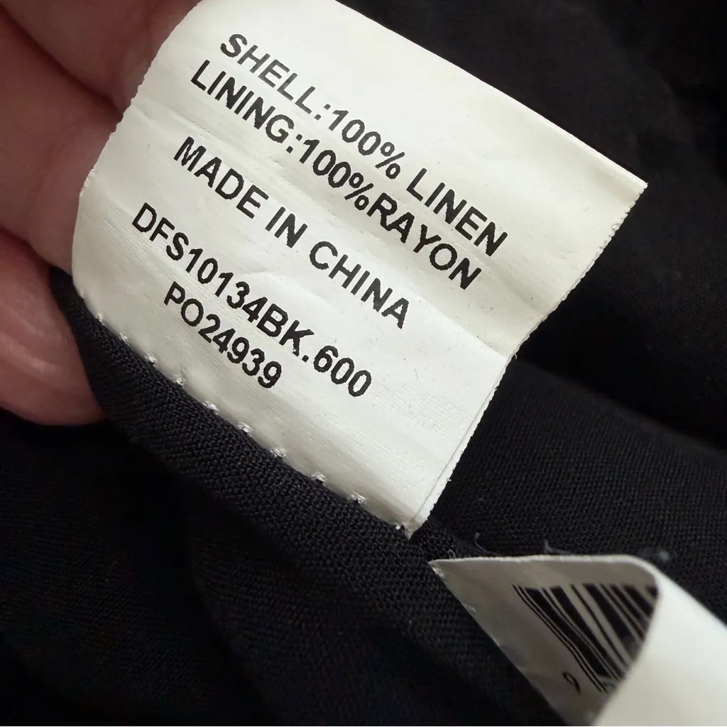 DISSH Gina Black Lined Wide Leg Linen Pants Drawstring Size 6 - Image 13