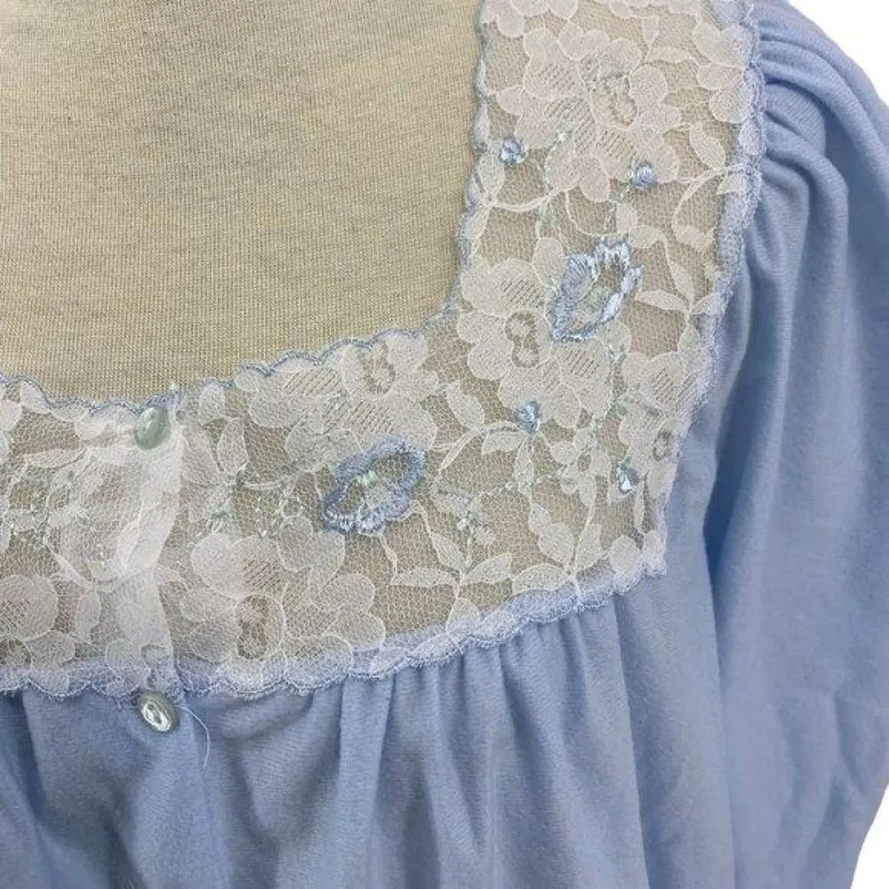 Vintage "Damea" Nightgown Cotton Flannel Romantic Prairie Granny Core Small - Image 2