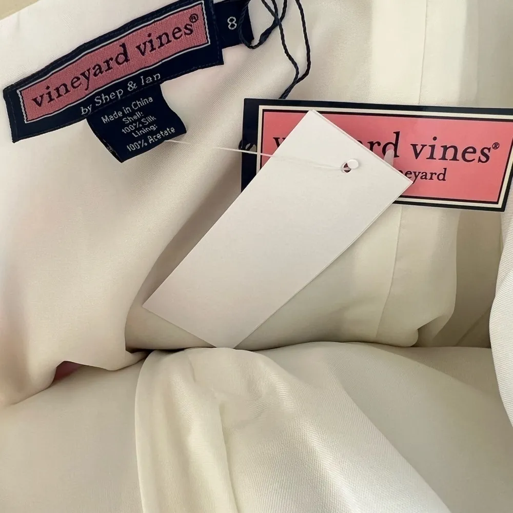 VINEYARD VINES Silk Tuckernuck Top Sea Shore Ivory Size 8 NEW - Image 5