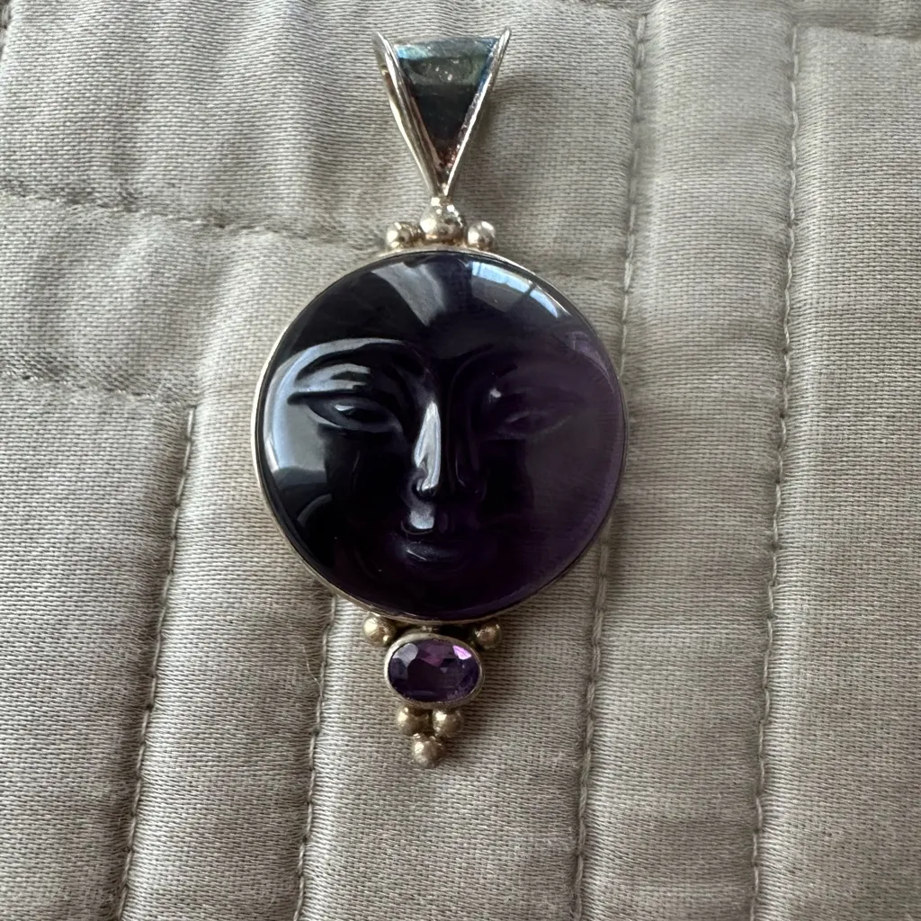 925 silver Purple Moon Face Pendant - Image 6