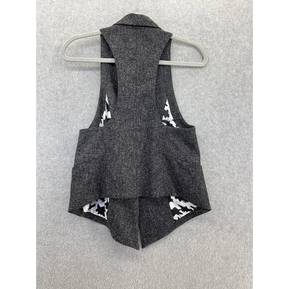 CAbi  Women's Vest Marled Gray Size Small One Button Pockets Racerback - Image 2