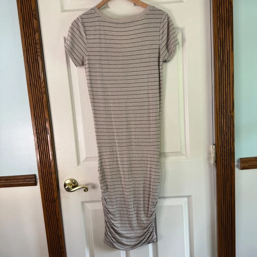 Prana Striped T-Shirt Dress Casual V-Neck Short Sleeve Comfortable XS - Image 10