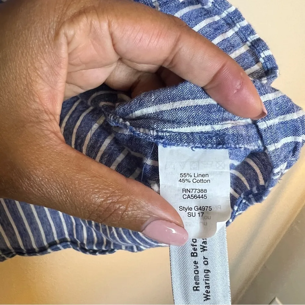 Madewell‎ Striped Linen Cotton One Shoulder Ruffle Blouse - Image 5