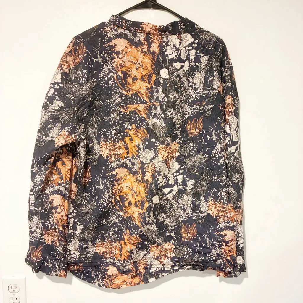 COS Abstract Multi Color Printed Pyjama Shirt Button Front Size Large - Image 5