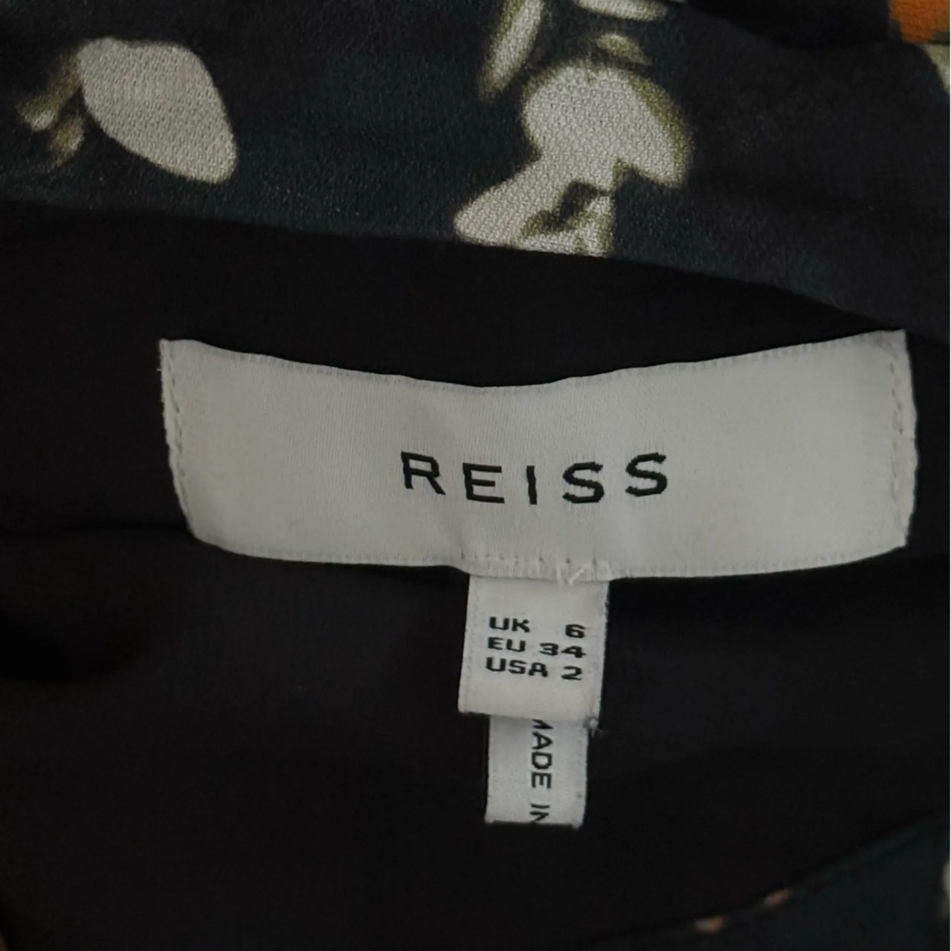 Reiss Hayley Printed Long Sleeve Midi Dress in Black - Image 4