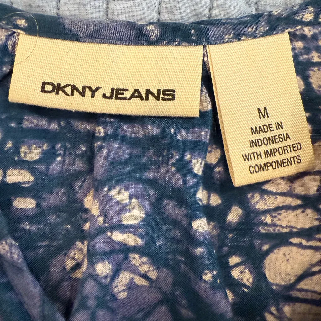 DKNY JEANS lightweight size medium Blue and Cream Mini Sundress - Image 2