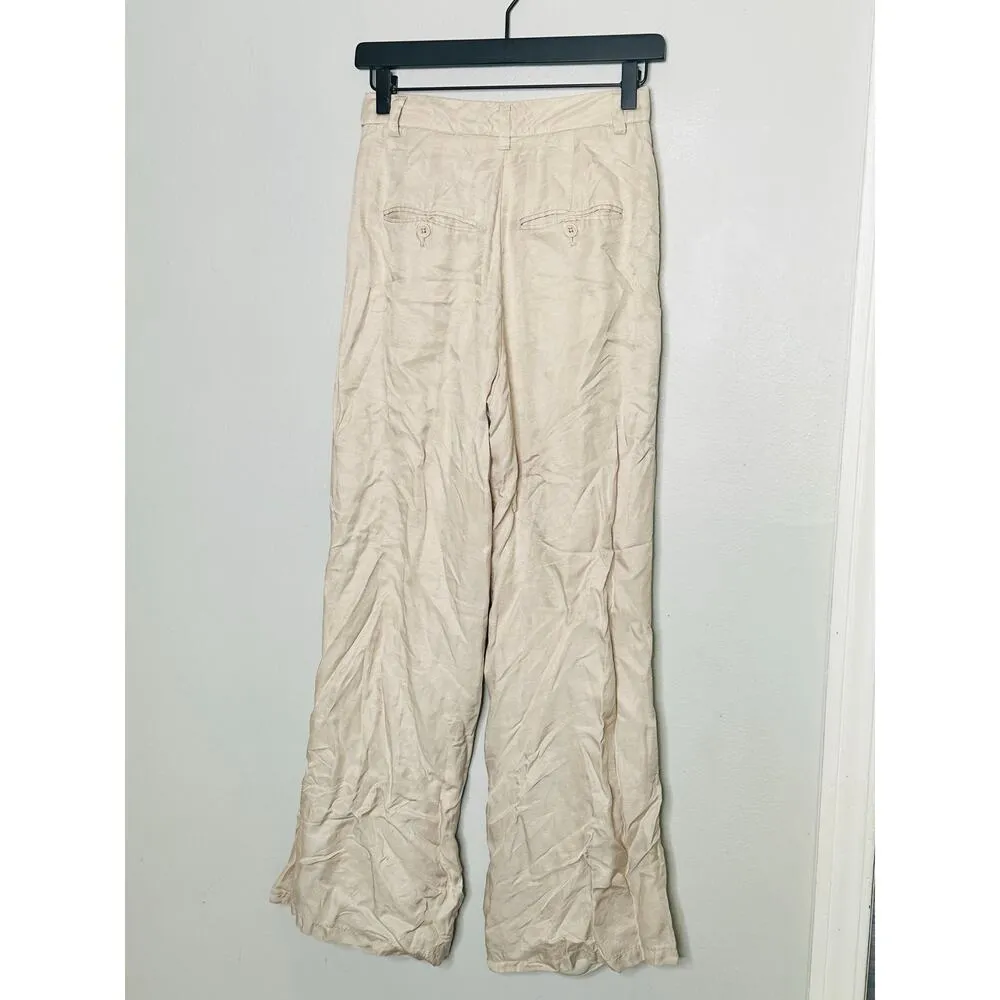 ANNIE BING Off-White Crepe Wide-Leg Lyra Trousers Pants Size 32 - Image 7
