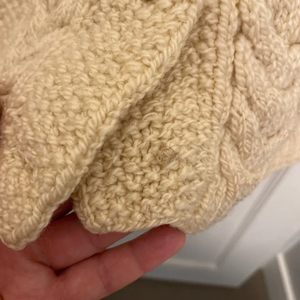 Vintage 100% Wool Hand knit Aran Dimond fisherman ivory cardigan sweater M/L Size M - Image 6