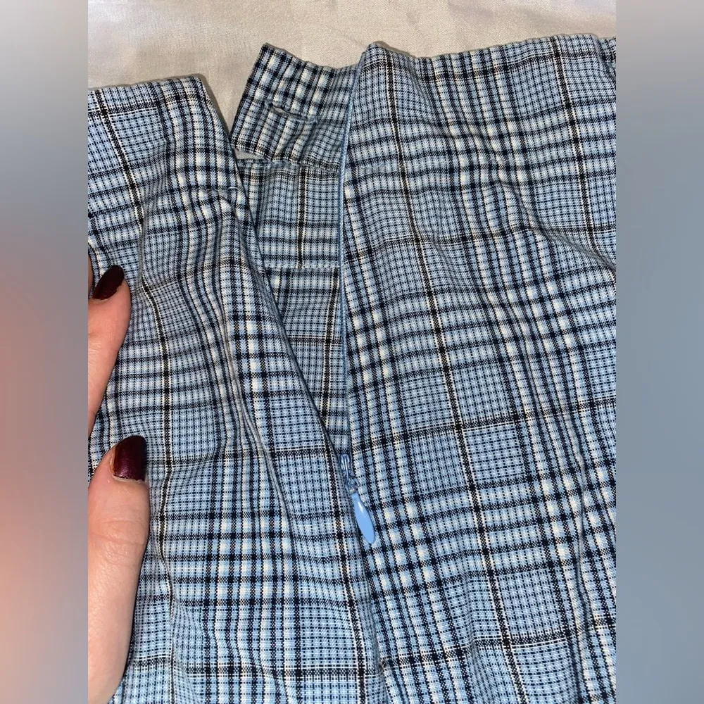 vintage 90s blue plaid pleated mini skirt - Image 2