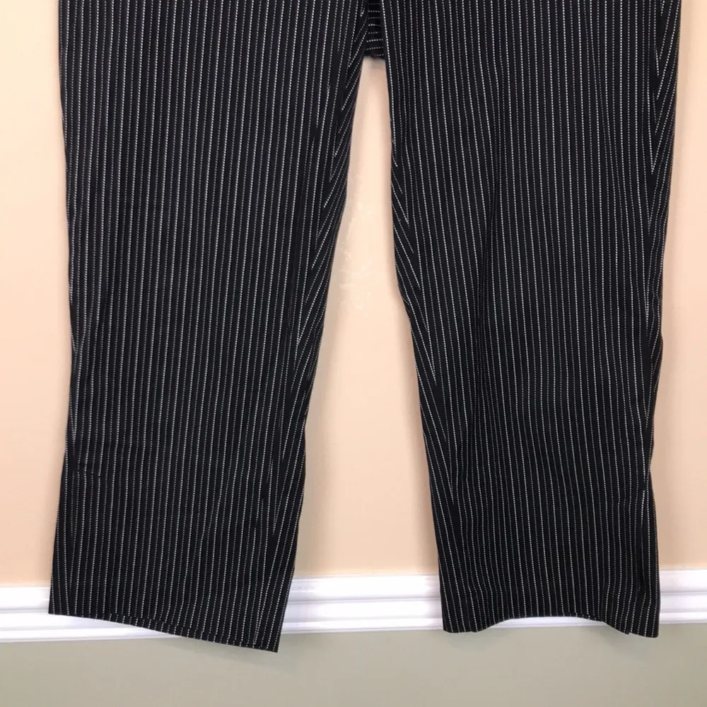 Lane Bryant Women’s Pinstripe Black White Taupe Capri Dress Pants - Image 3