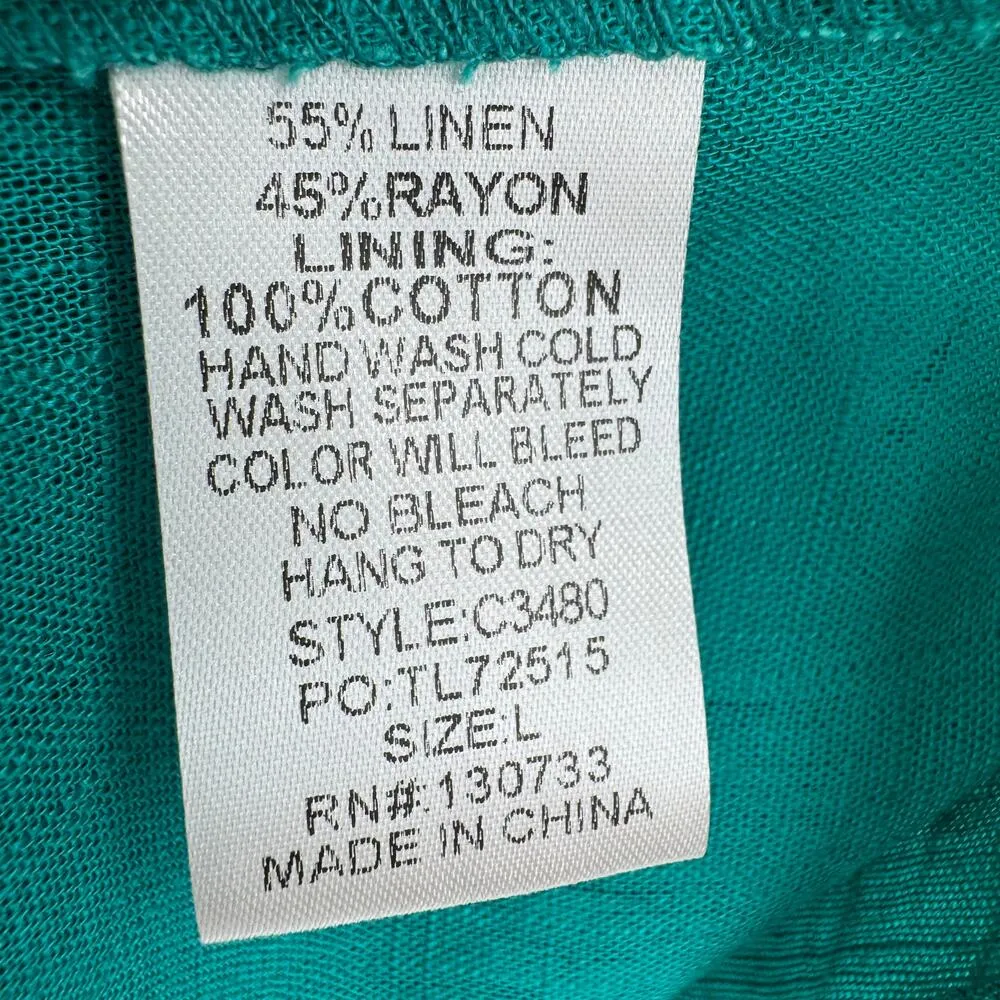 Umgee blouse women's large linen blend ruffle sleeve babydoll green boho beach - Image 6