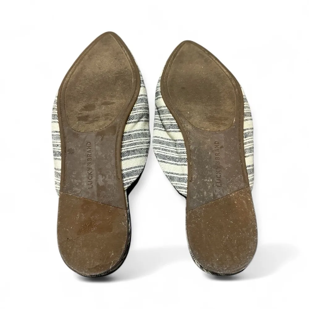 Lucky Brand Brynnuh Black and Cream Slip-On Shoes Size 11M Mules Slides Canvas - Image 8