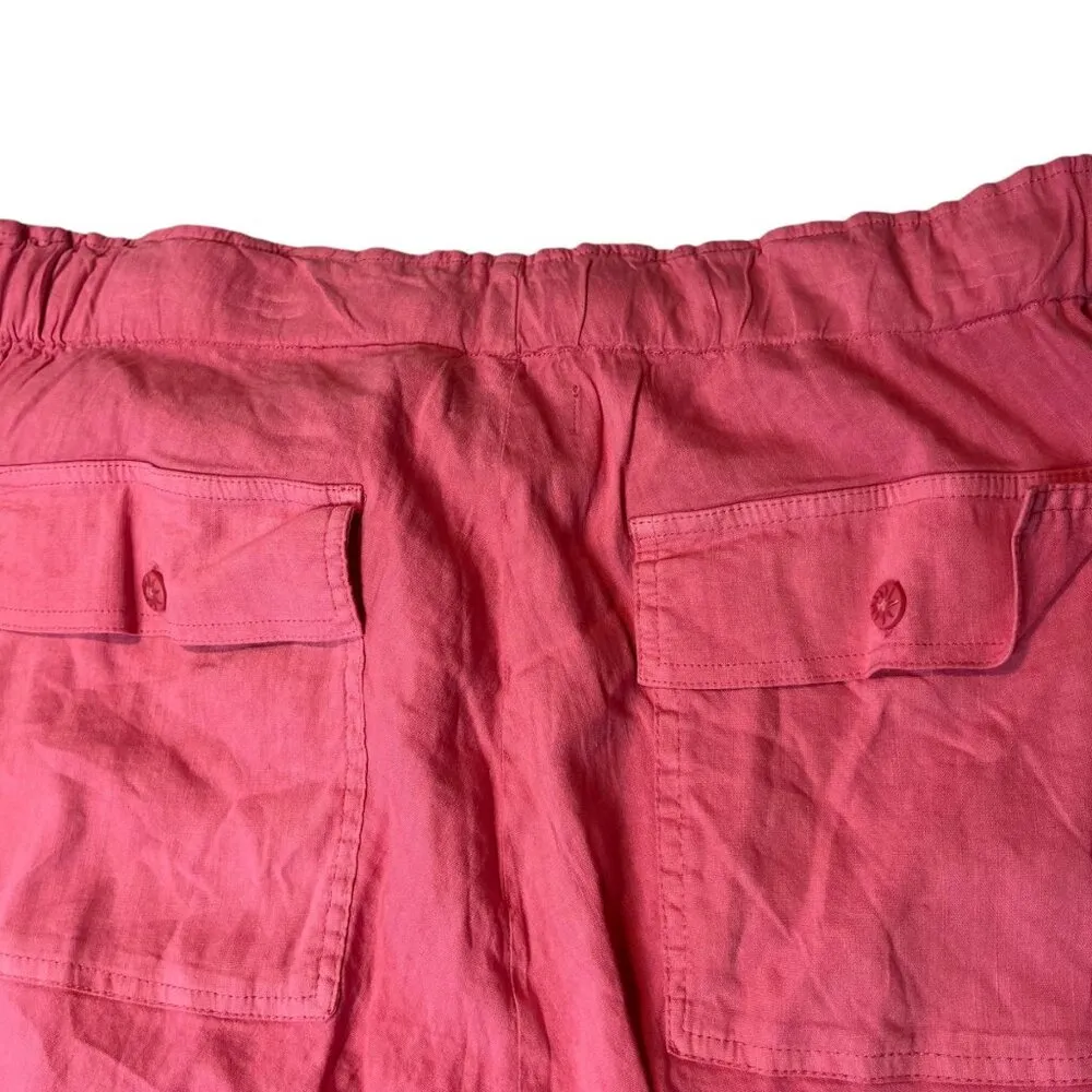 Kut From The Kloth Women's 1X Pants Straight Leg Linen Blend‎ Pink Drawstring - Image 6