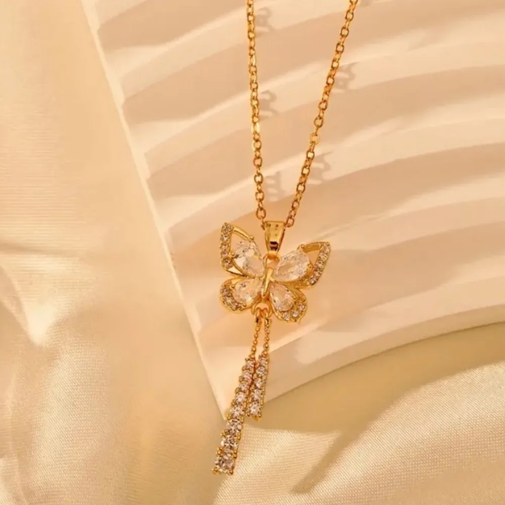 18k Gold Plated Butterfly Necklace - Image 5
