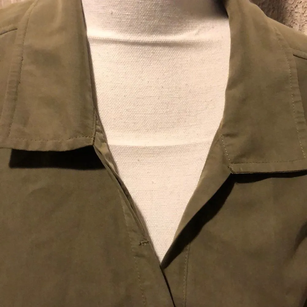 Silence & Noise Army Green Button Down Tunic Shirt - Image 2