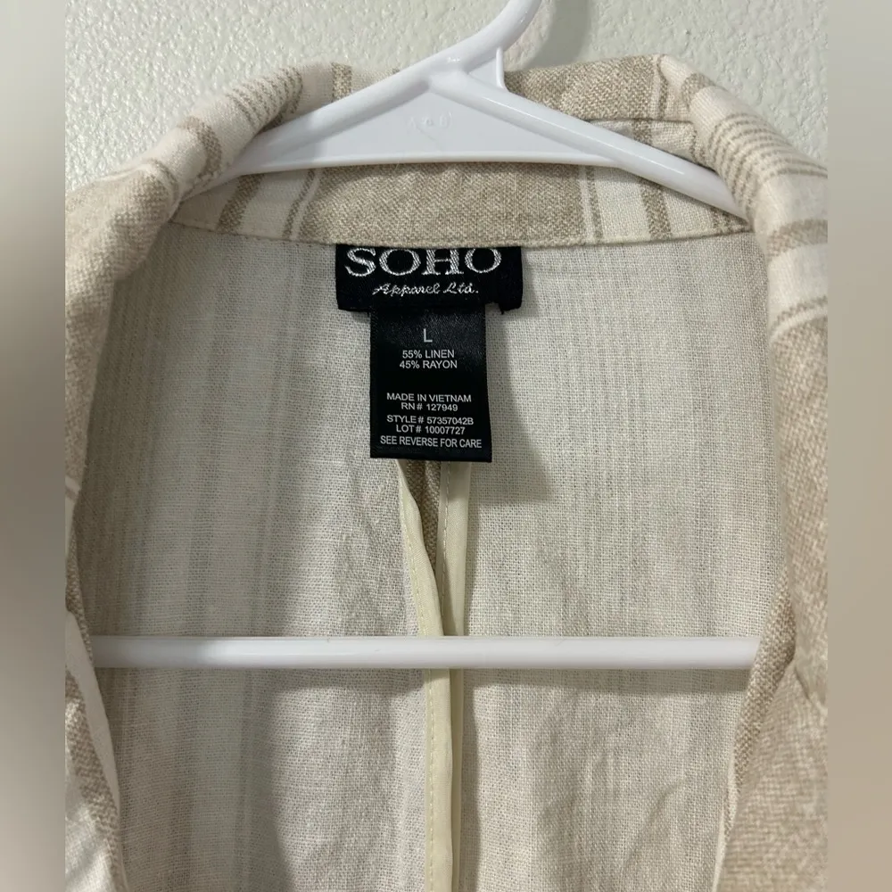 Soho Linen Striped Blazer - Size Large - Image 3