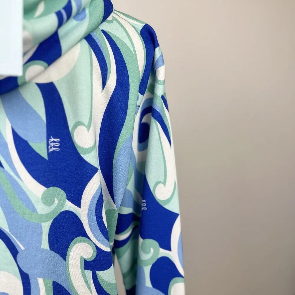 Hill House Allie Zip Up Sweatshirt Hoodie Kaleidoscopic Beach Blue Fleece S NWT - Image 11