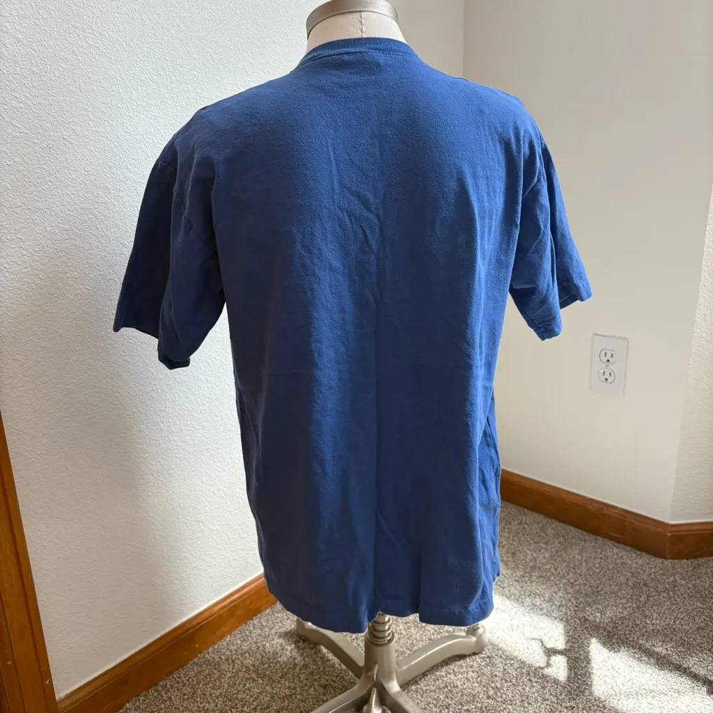 Vintage 90s Hunt Club Blue V-neck T-shirt‎ with Shoulder Pads Women’s S - Image 6