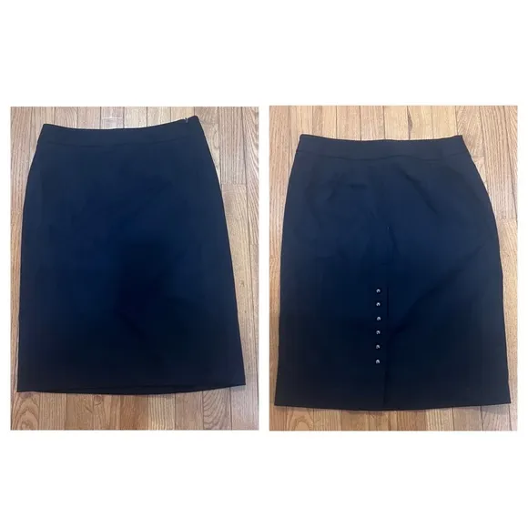 Ann Taylor Loft Black Pencil skirt with gun metal buttons size 10P - Image 2