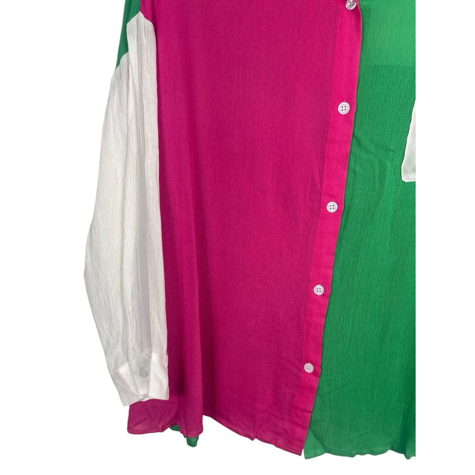 Andrée by Unit Women’s Colorblock Button Front Blouse Pink Green White 2X NWT - Image 4