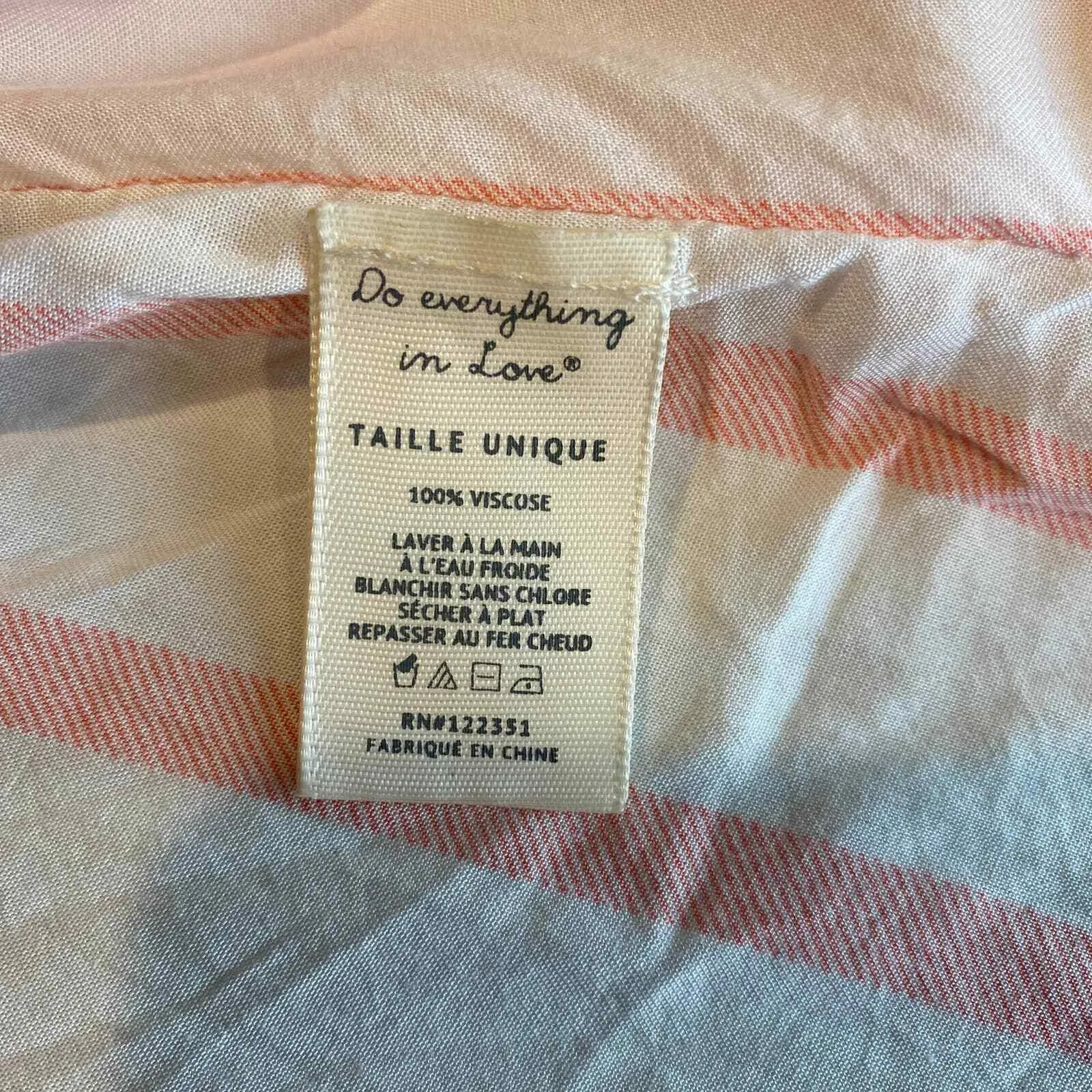 Do Everything In Love Shawl Womens One Size White Pink Stripe Beachy Fringe - Image 8