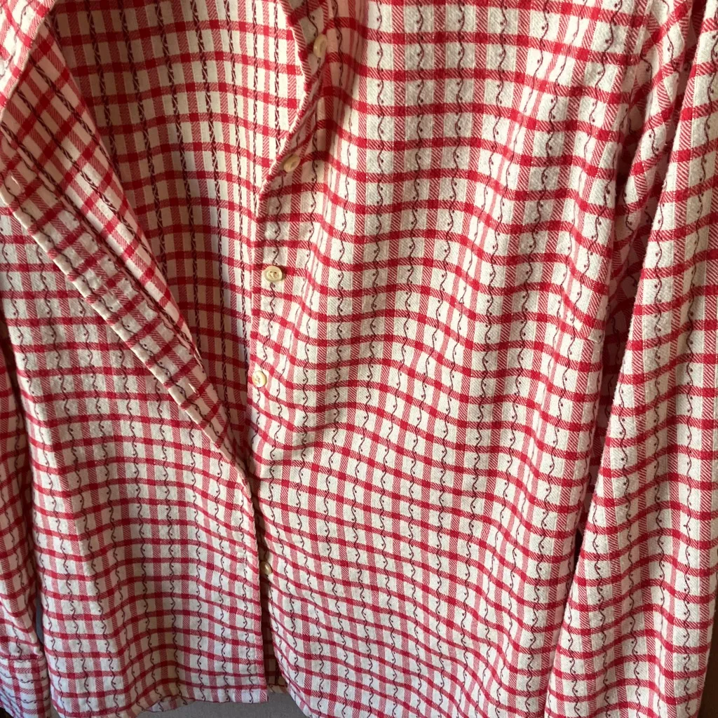 Eddie Bauer Red and White Plaid lightweight flannel Cotton Shirt XL - Image 4