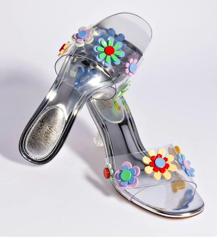 Larroudé x Gabriela Noelle: Garden Mule Deco Silver Size 8 - Image 2