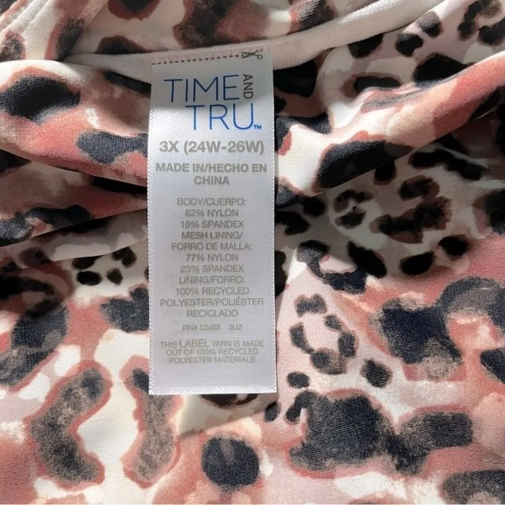 Time and Tru Leopard Print High Waist Bikini Bottoms Women's Plus Size 3X Brown - Image 7