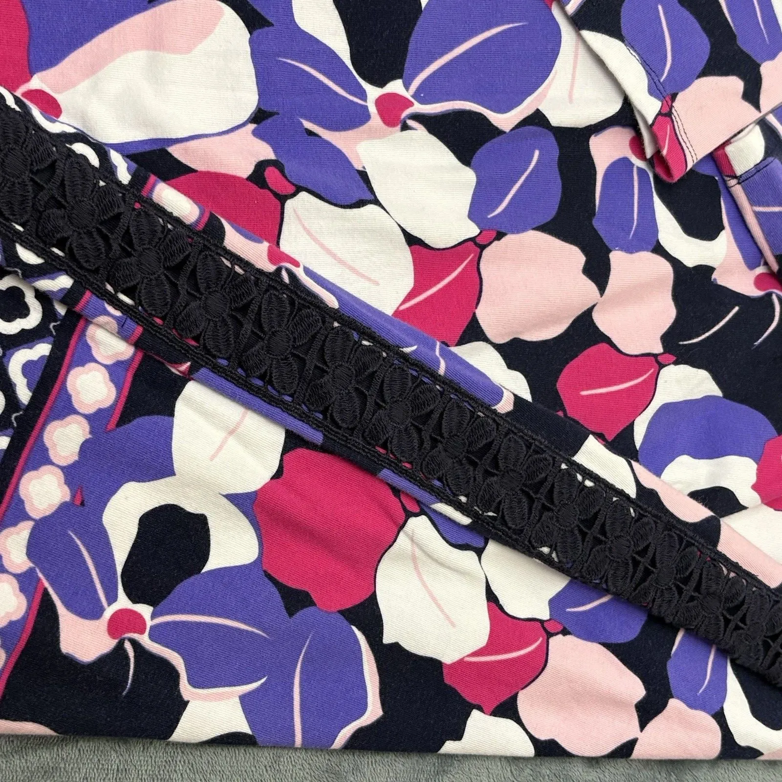 Crown & Ivy Navy/Pink Floral Stretch Knit Side Lace Back Zip Dress $99 XL - Image 5