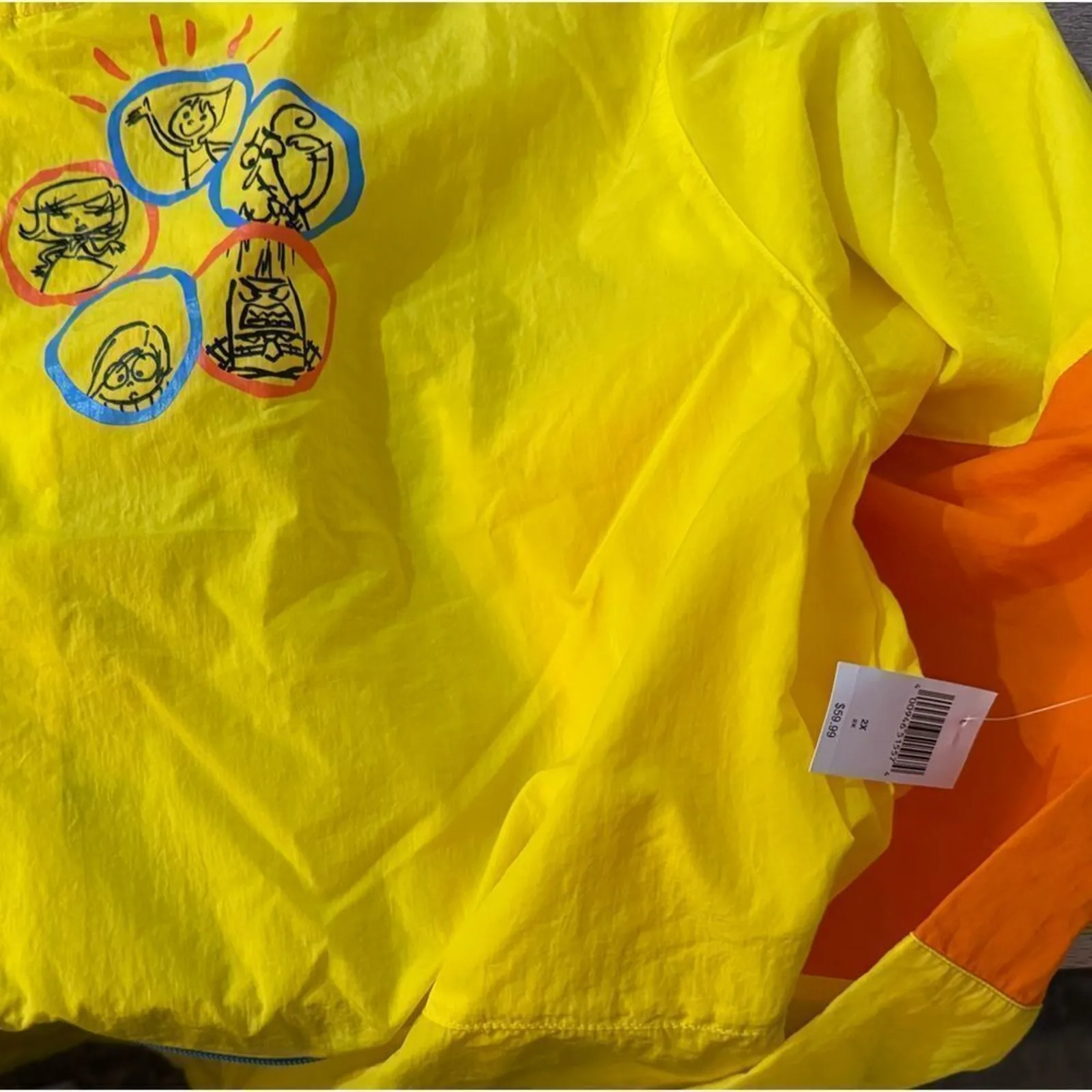 DISNEY PIXAR Inside Out Windbreaker in Yellow Size Adult Unisex 2XL New w/ Tag - Image 10