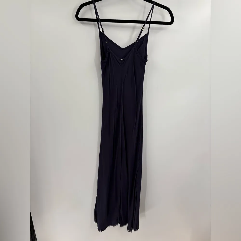 Nation ltd navy blue viscose coquette girly slip midi length dress size xs - Image 12